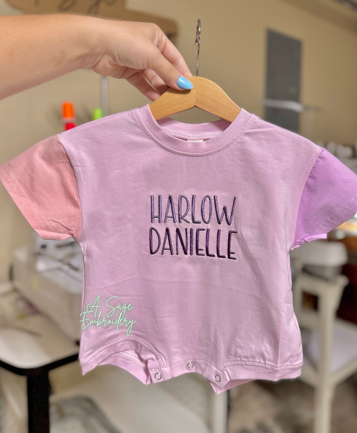 Color block bubble romper / embroidered bubble romper / bubble romper with custom embroidery personalized bubble romper / boys and girls
