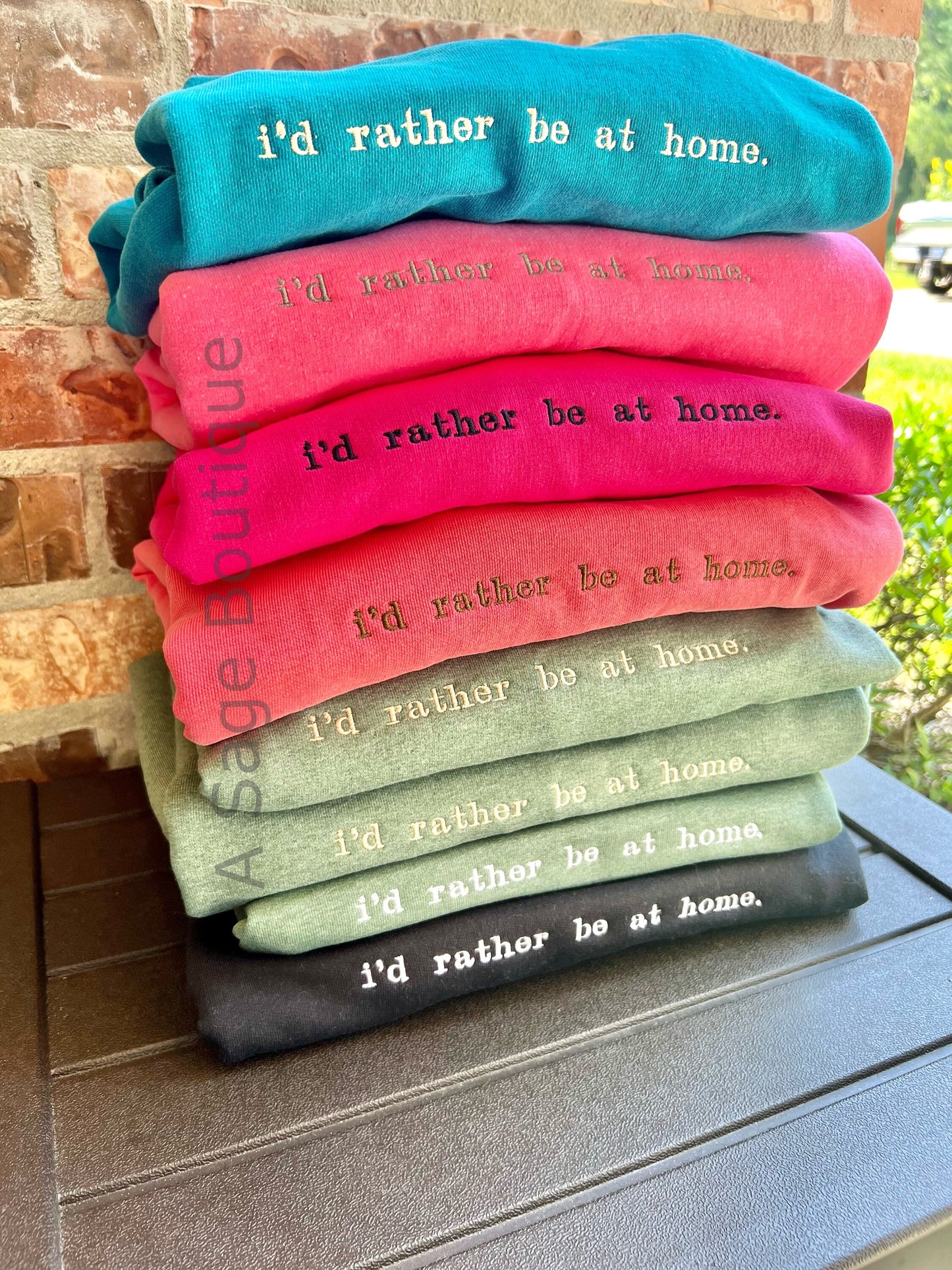 I’d rather be at home. Sweatshirt - t shirt - embroidered- SAHM - comfort colors - Gildan - cozy - not going - funny shirt - antisocial