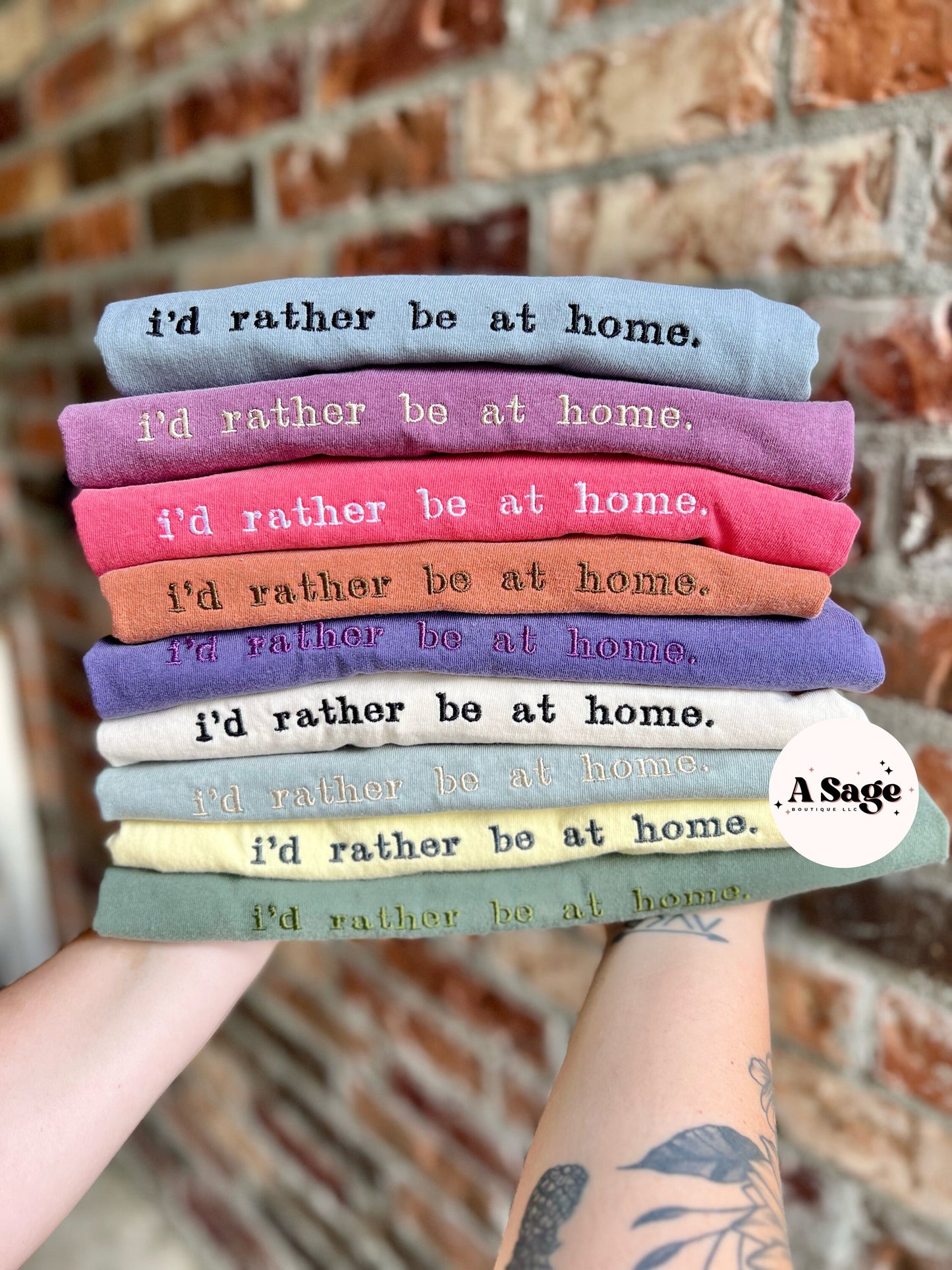 I’d rather be at home. Sweatshirt - t shirt - embroidered- SAHM - comfort colors - Gildan - cozy - not going - funny shirt - antisocial