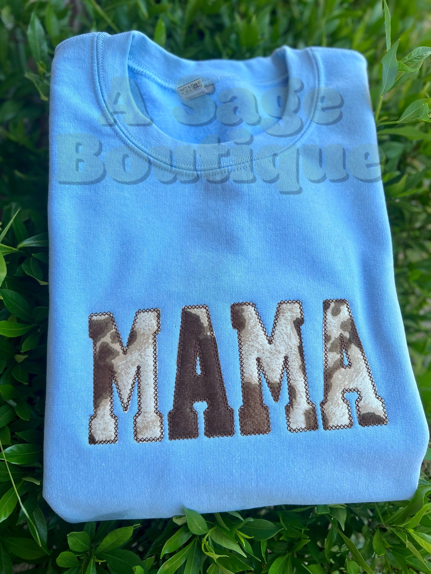 Cow print - appliqué mama - western mama - brown cow print - appliqué design - mama t shirt - sweatshirt - fall vibes - country - winter