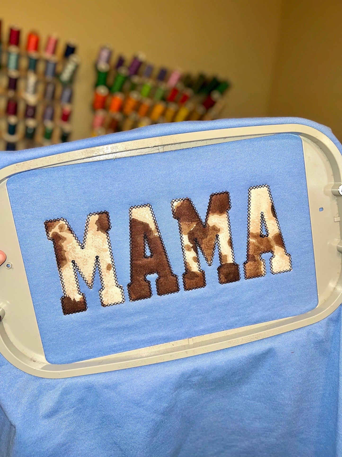 Cow print - appliqué mama - western mama - brown cow print - appliqué design - mama t shirt - sweatshirt - fall vibes - country - winter