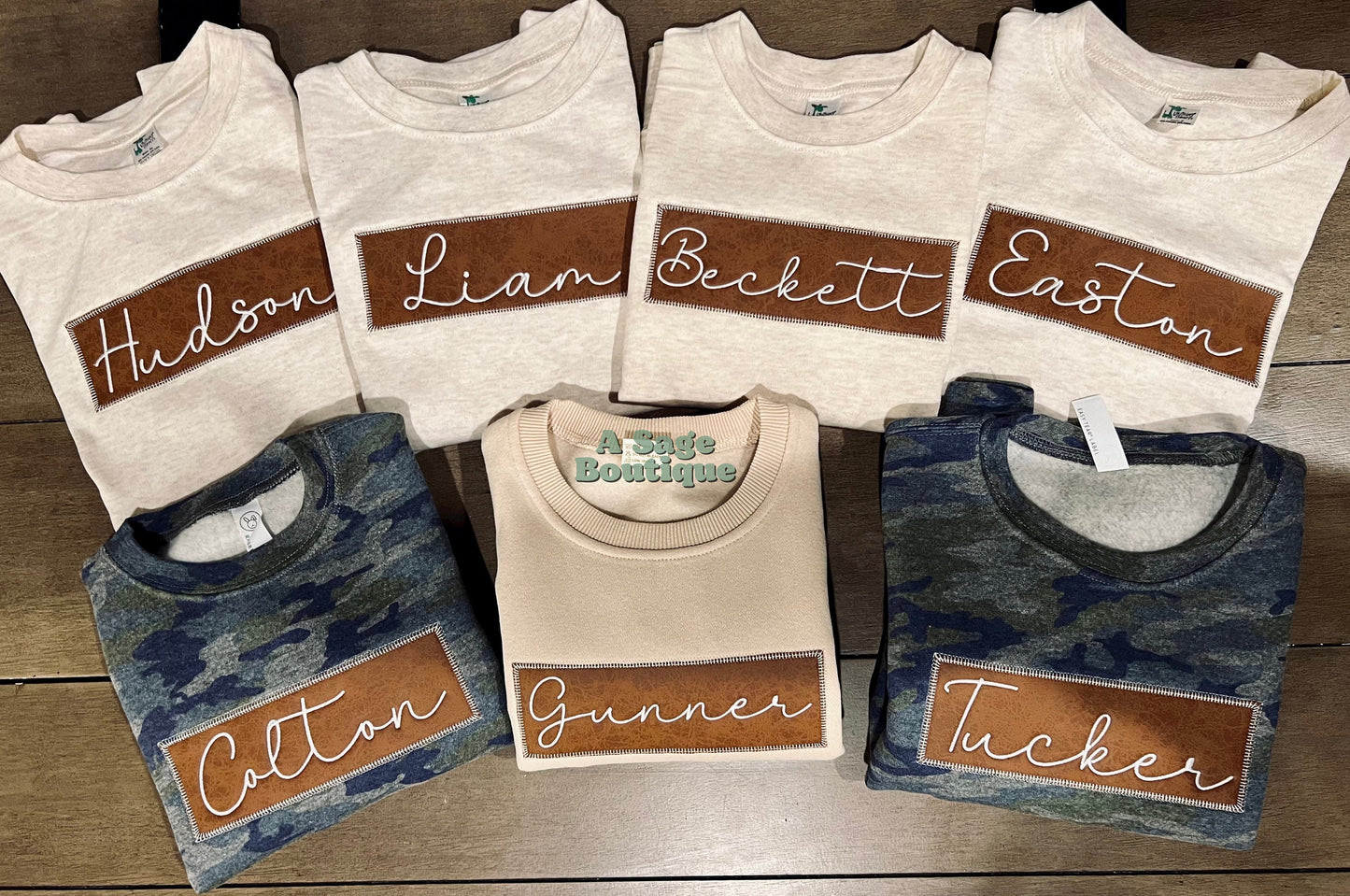 Custom leather patch - personalized- embroidery- embroidered name - embroidered leather patch - custom sweatshirt - embroidered sweatshirt