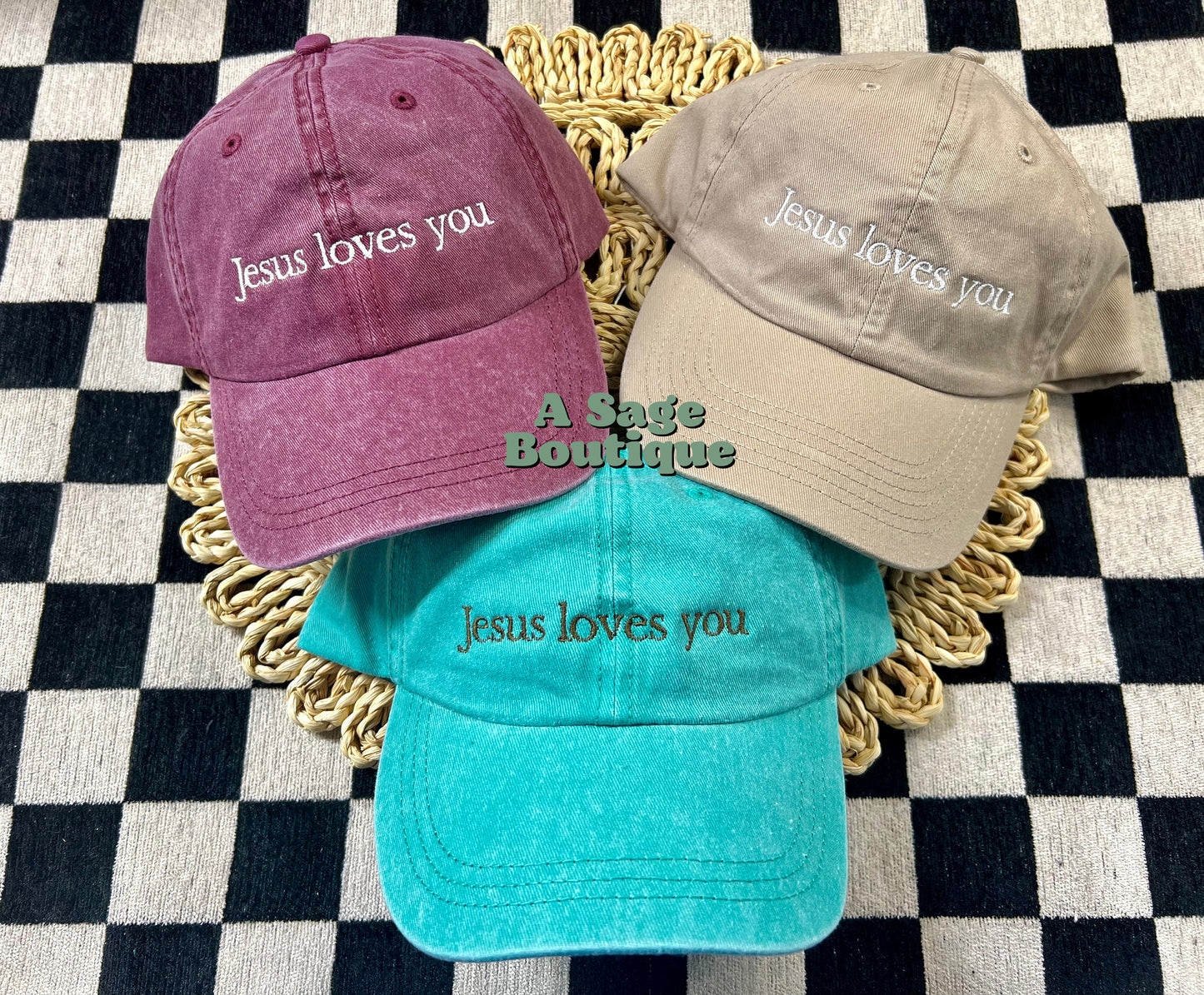 Jesus loves you cap / baseball cap / classic dad cap / Tucker hat / embroidered cap / Christian / god is good / religious style / cap / hat