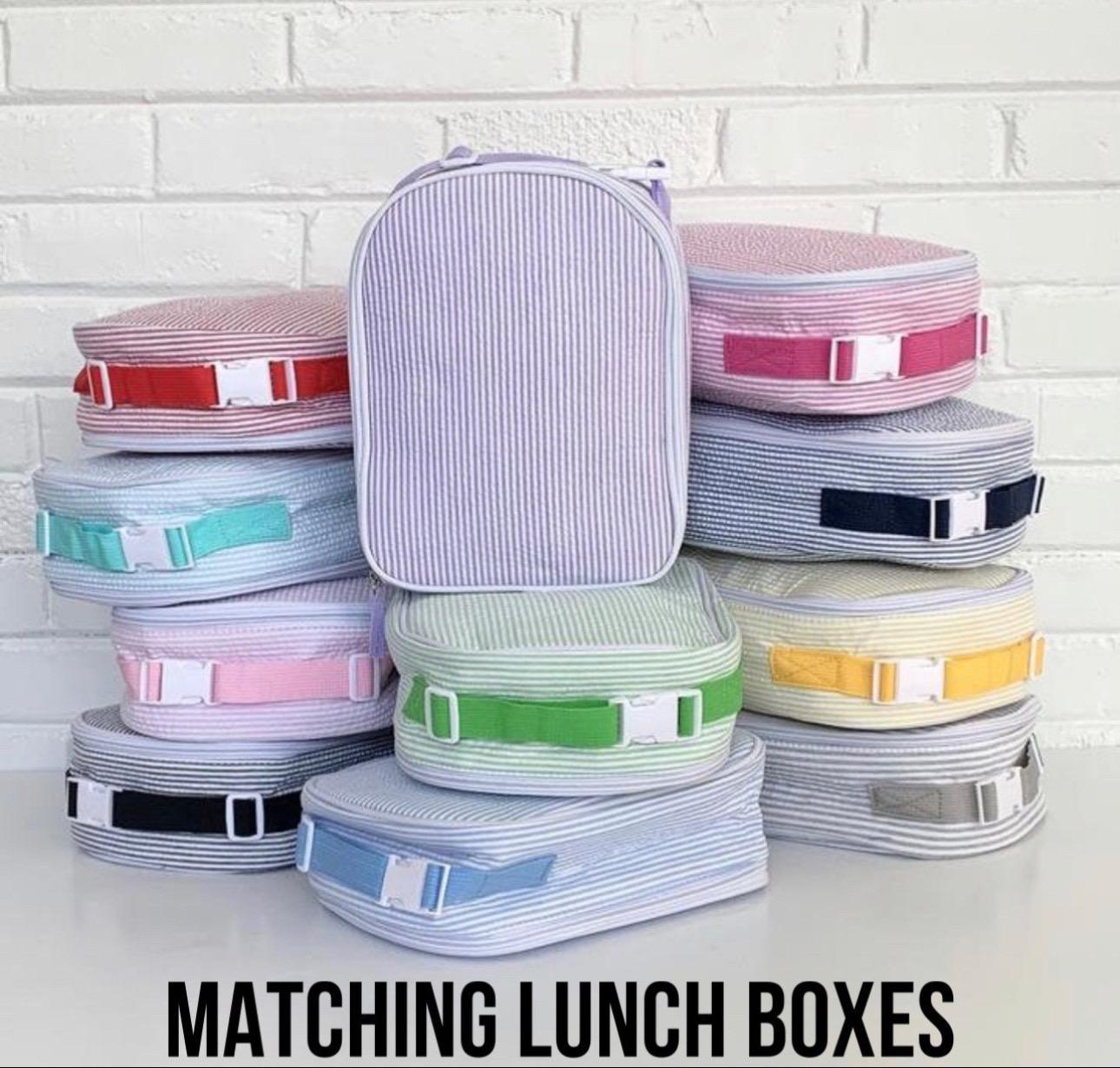Deer seersucker lunch box - embroidered lunchbox - personalized - monogram - seersucker - lunch box - backpack - back to school - kids lunch