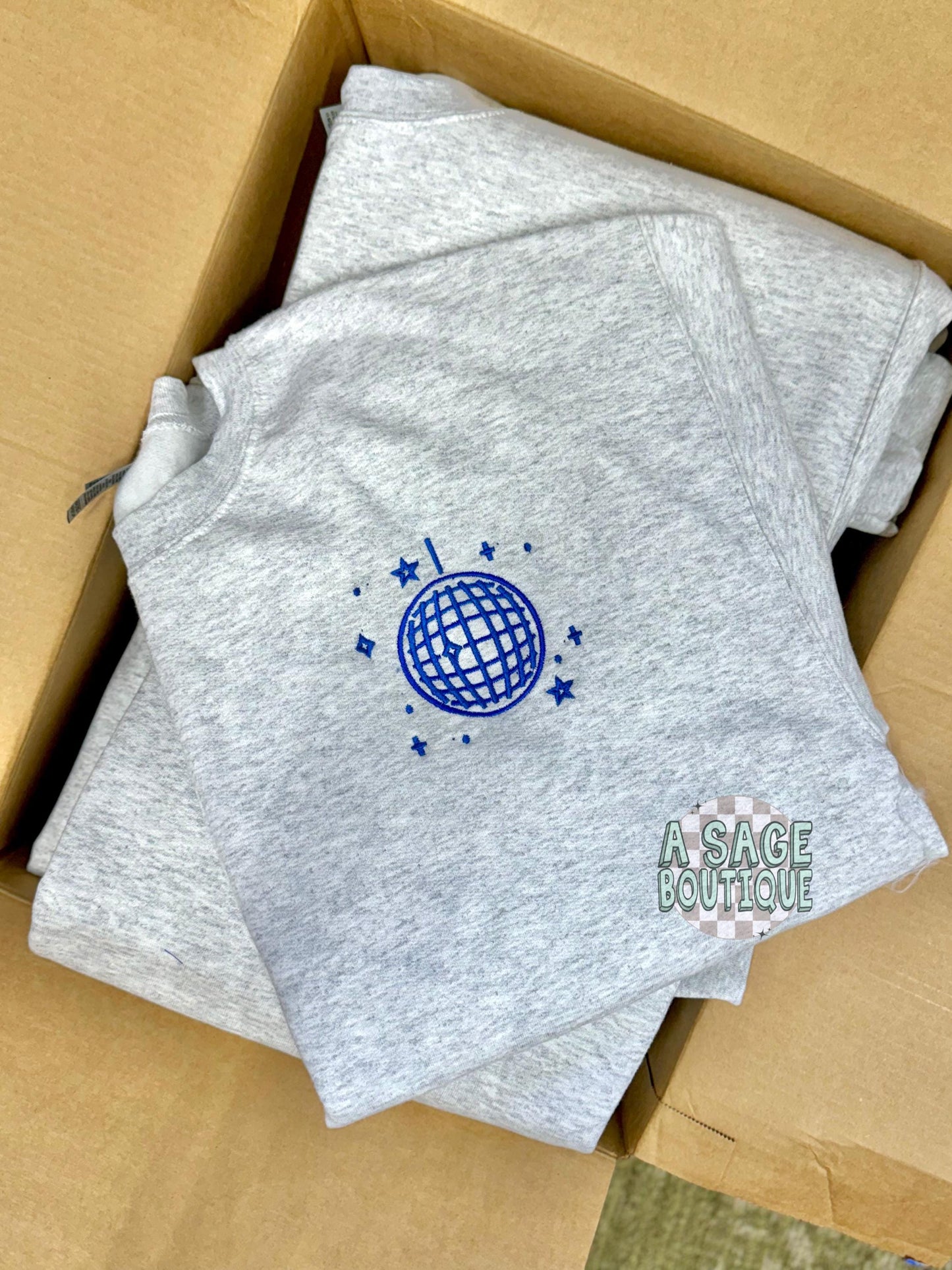 Disco ball - embroidery - embroidered - bachelorette- wedding - wife - cowgirl - retro - disco sweatshirt- t shirt
