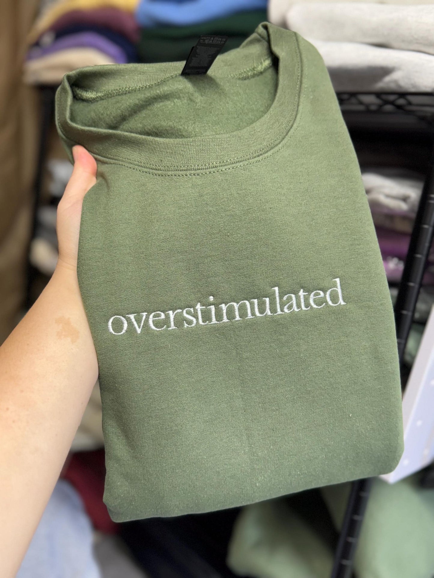 Overstimulated- embroidered - overthinking- overthinker - mom life - mama - xanax - I’m just a girl - stimulated- happy pills