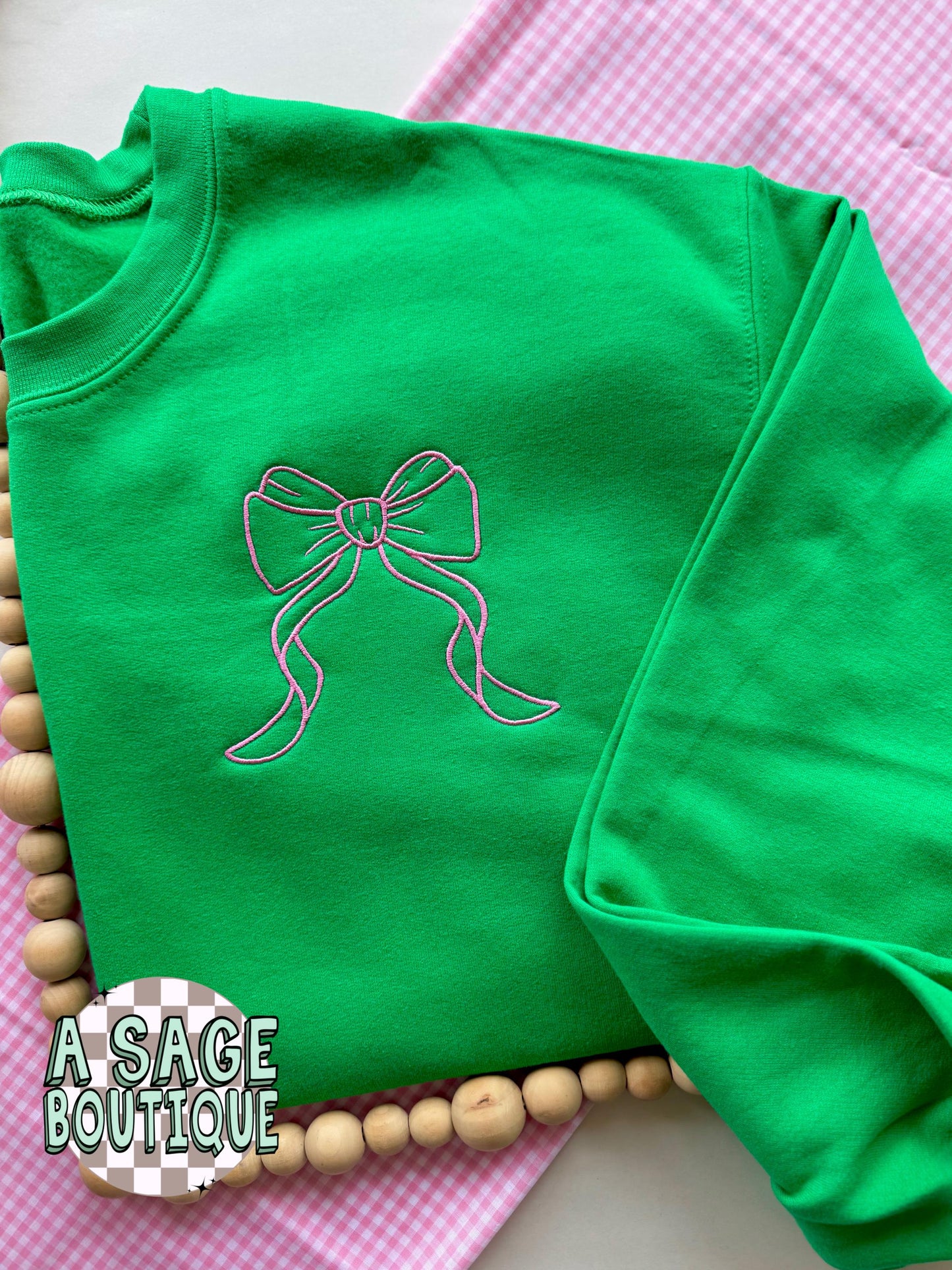 Embroidered coquette bow, pocket design, embroidery, girly sweatshirt, comfort colors t shirt, embroidered, youth girls t shirt, pink, bow