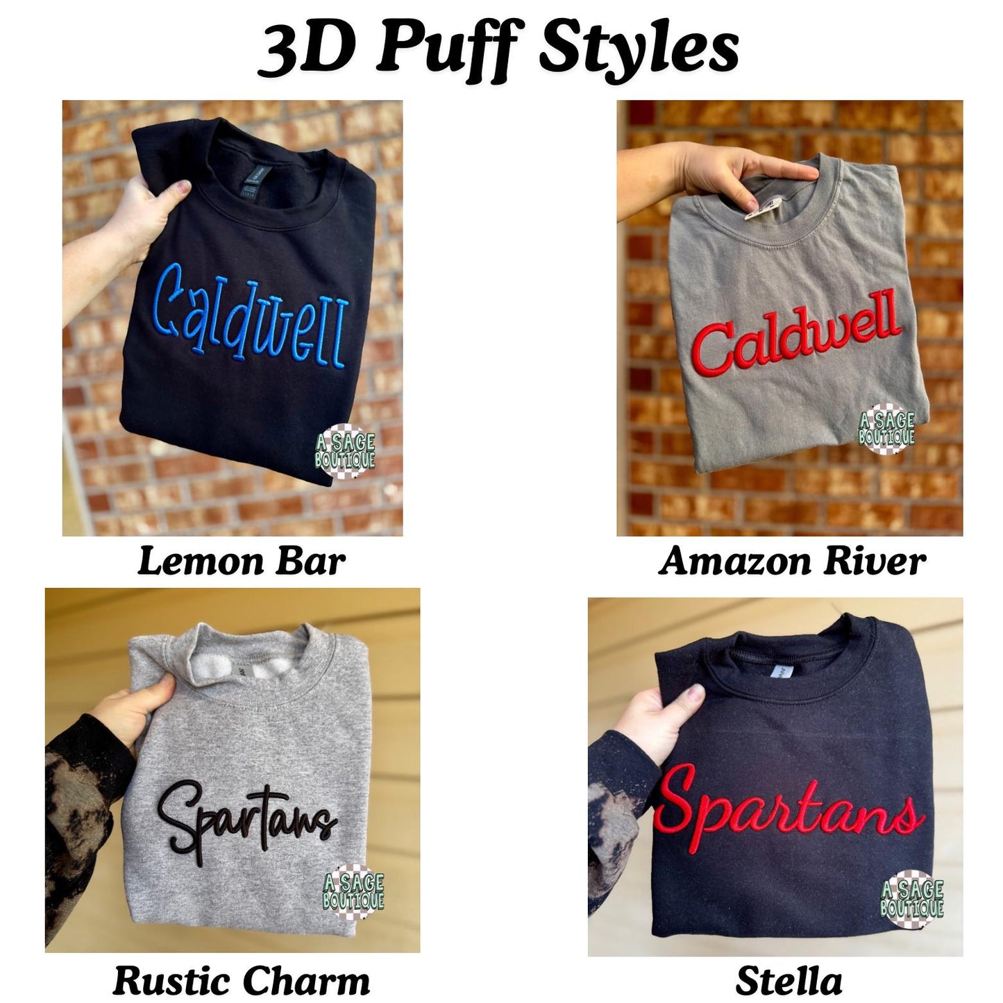 PUFF - 3D embroidery - custom name puff - mascot school embroidered - personalized puff print - puff embroidery - name monogram - puff 3D
