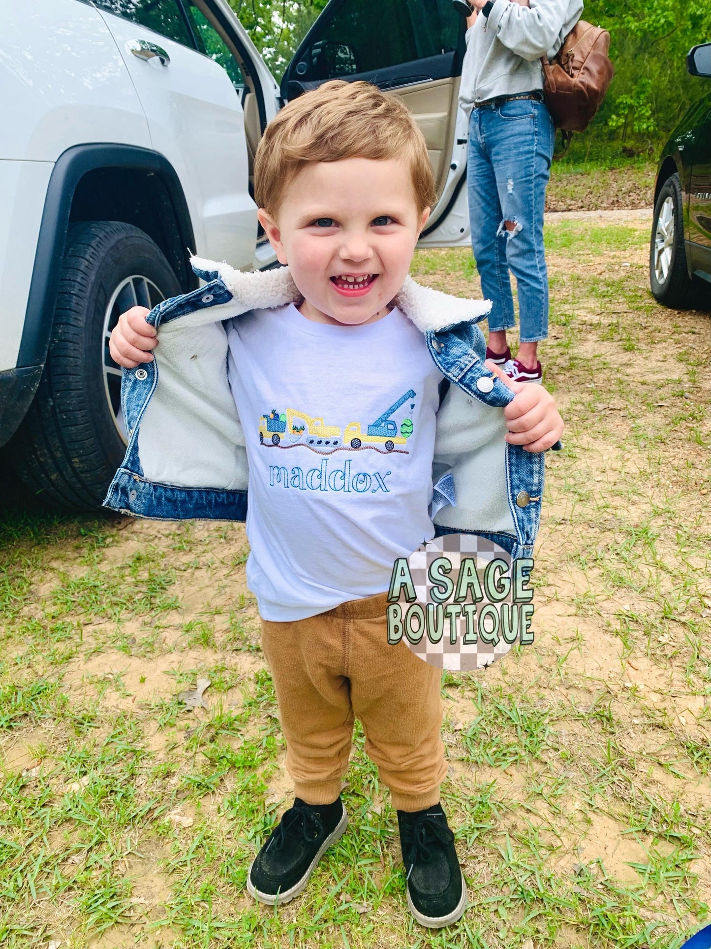 construction easter embroidered t shirt - embroidered kids Easter - kids construction embroidered design - custom monogram - Easter monogram