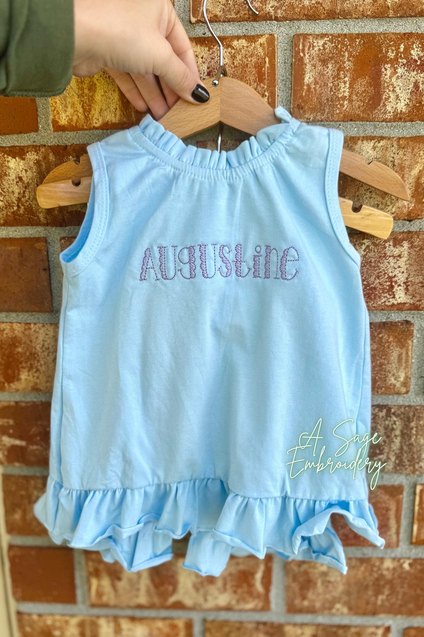 Embroidered open back ruffle back bow shorts set / embroidered girls shorts set / infant and toddler girls custom personalized sets / stitch