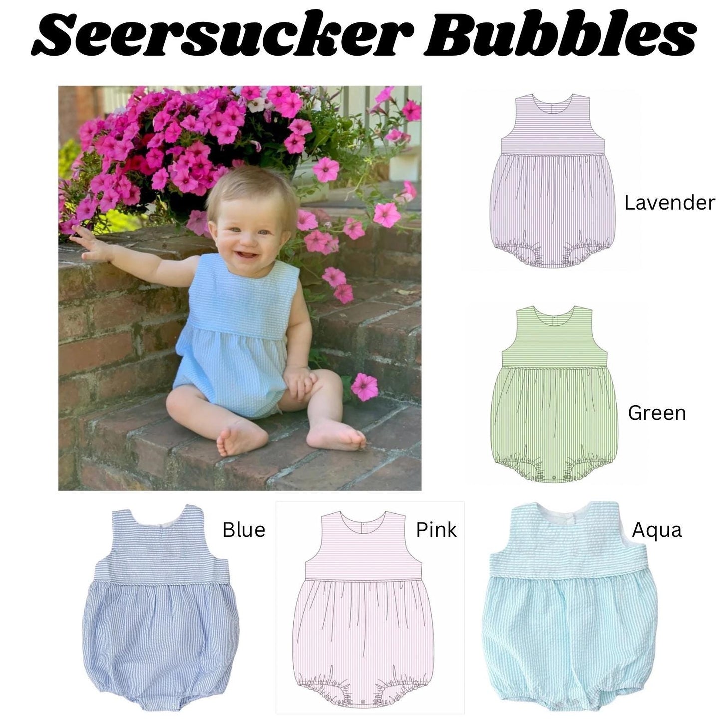 Embroidered custom seersucker bubble romper, boy or girl bubble romper, seersucker embroidery, custom personalized monogram bubble, baby