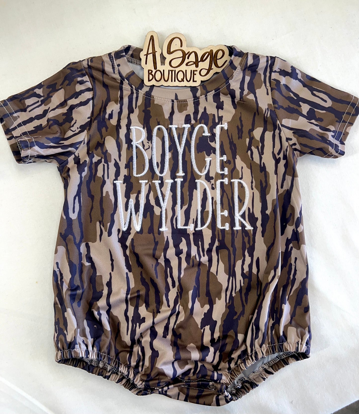 Camo Bubble Romper / embroidered name