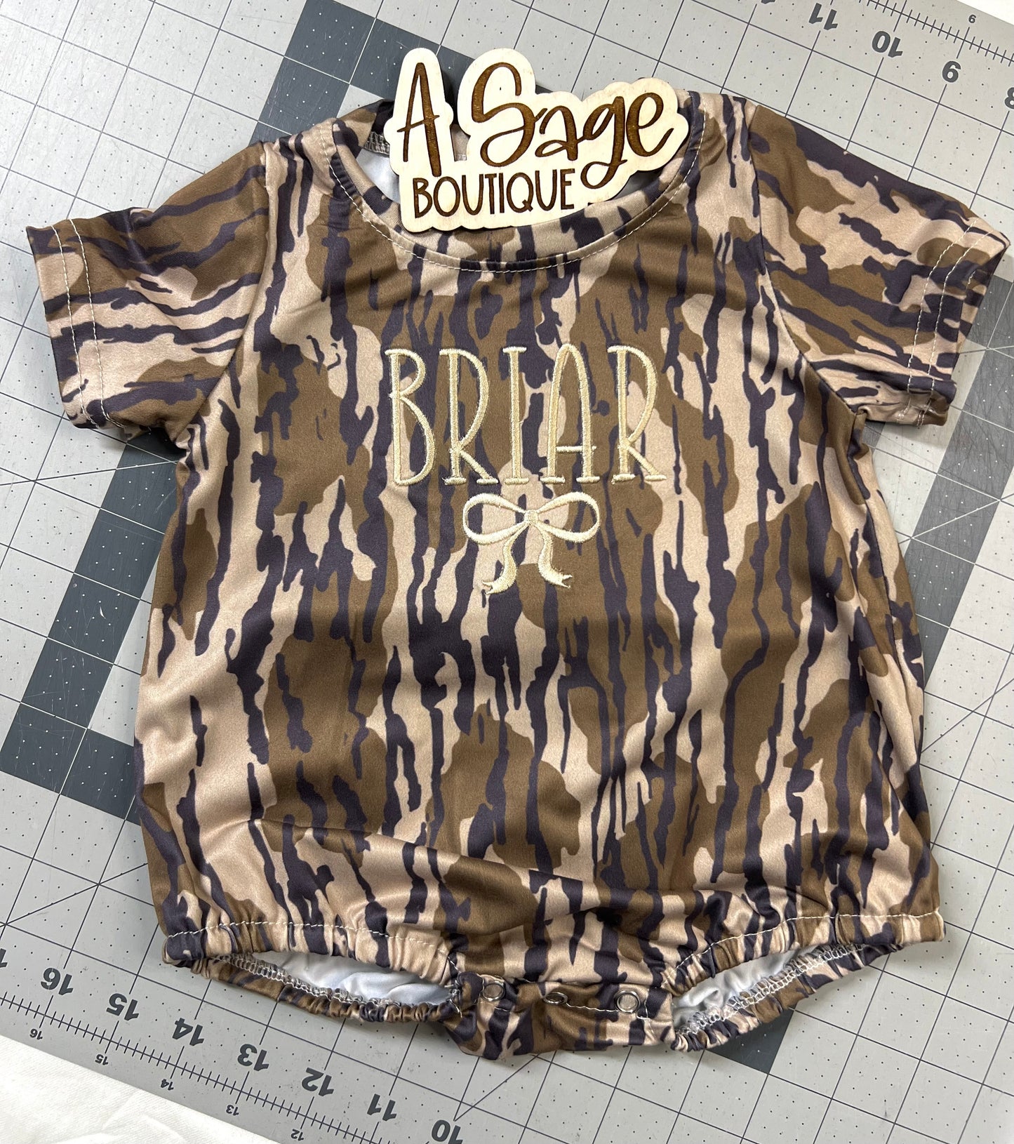 Camo Bubble Romper / embroidered name