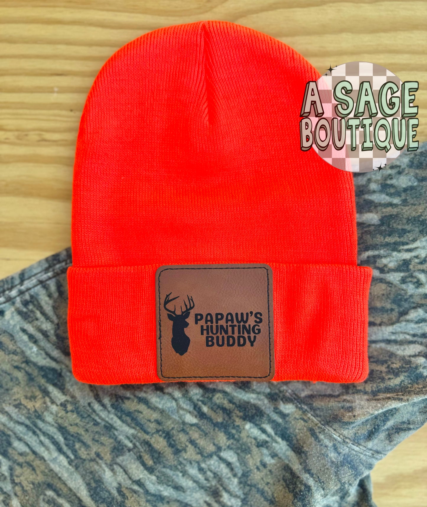 Leather patch beanies - neon