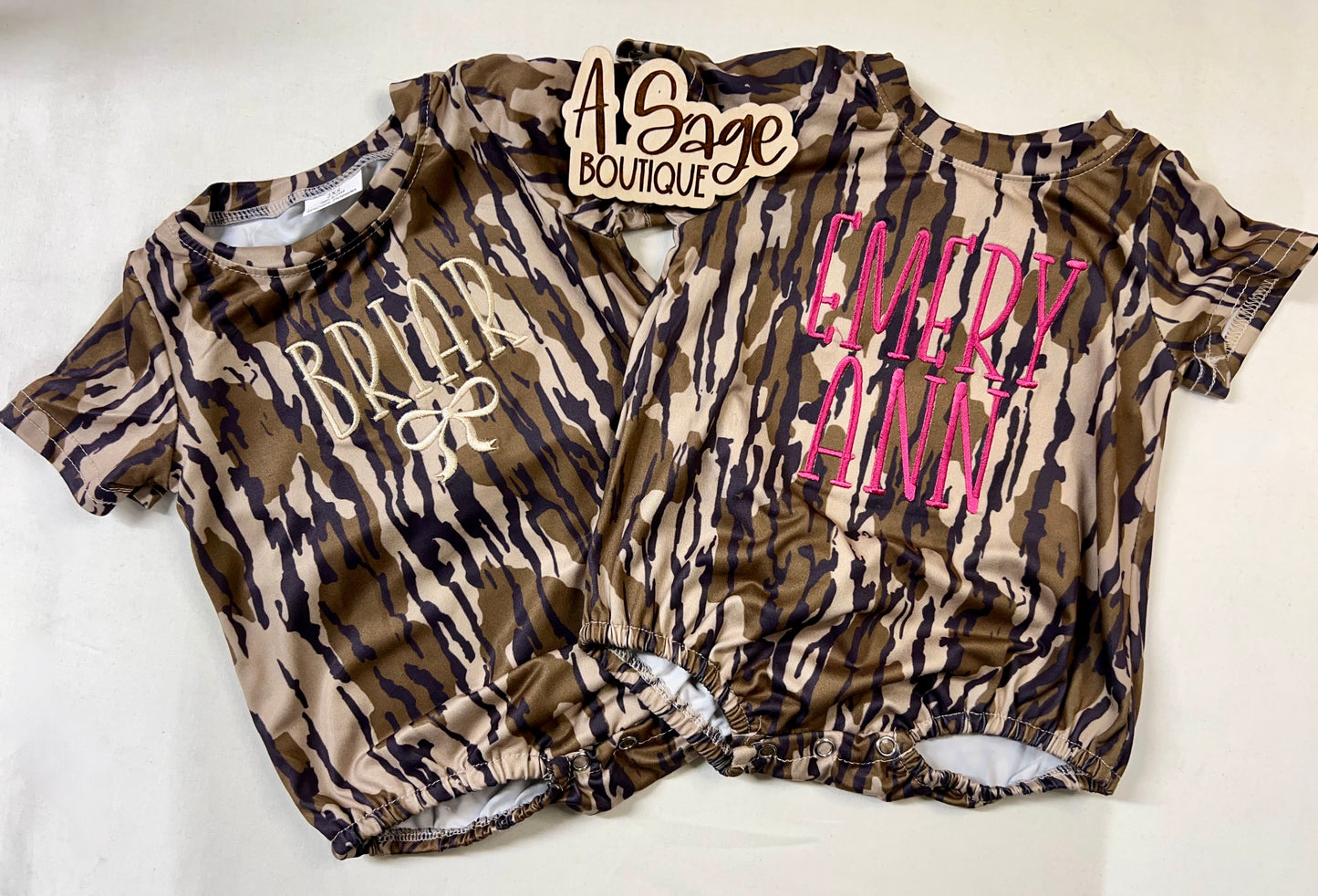 Camo Bubble Romper / embroidered name