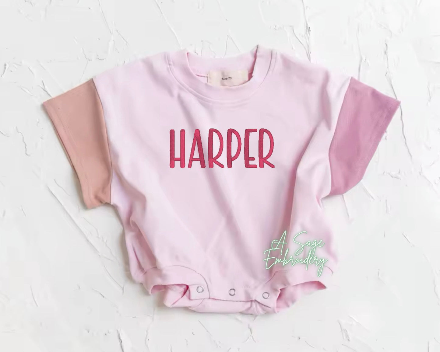 Color block bubble romper / embroidered bubble romper / bubble romper with custom embroidery personalized bubble romper / boys and girls