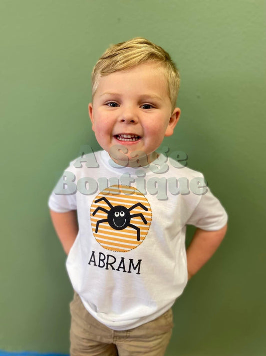 Personalized spider - Halloween - kids t shirt