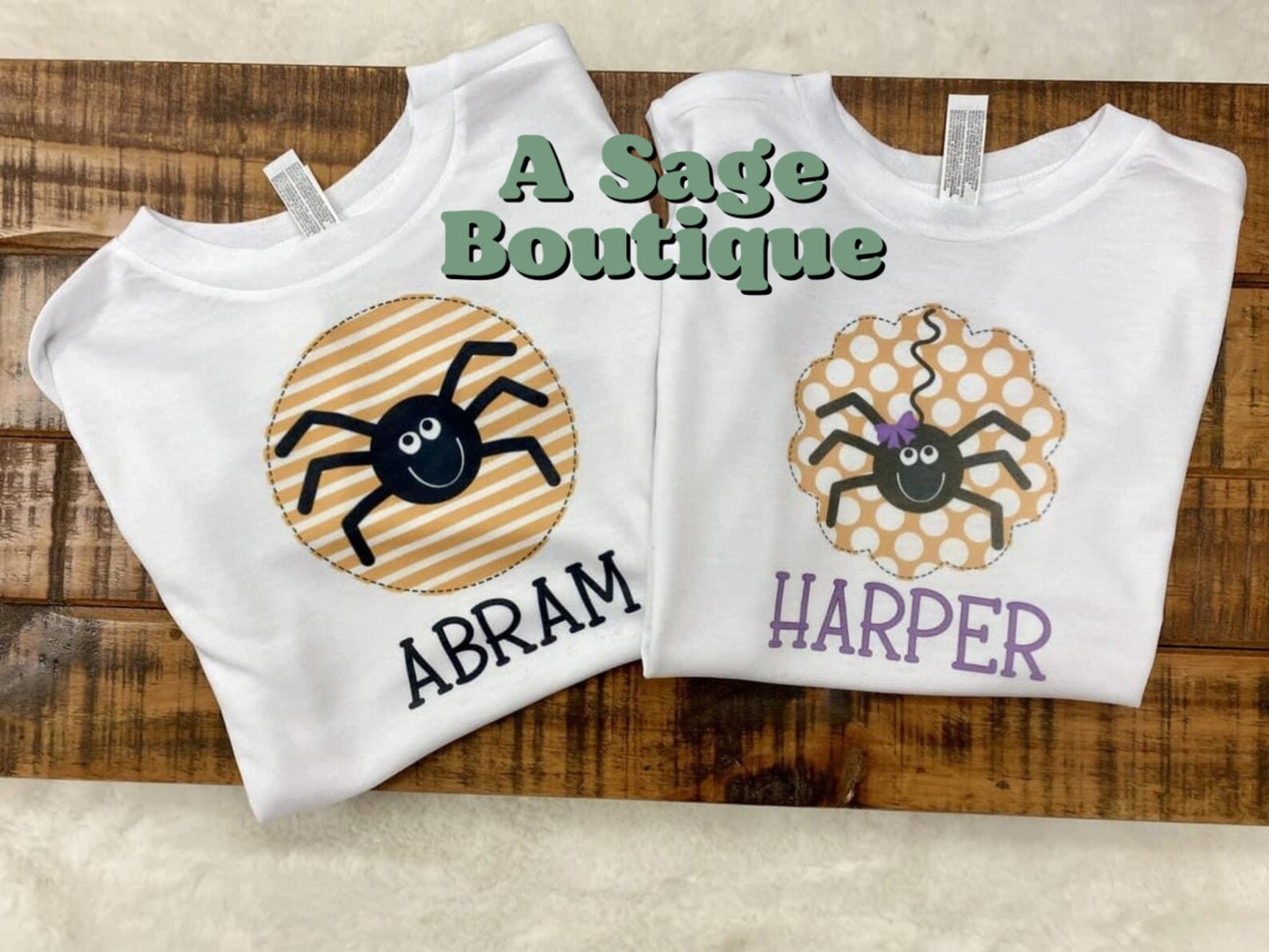 Personalized spider - Halloween - kids t shirt