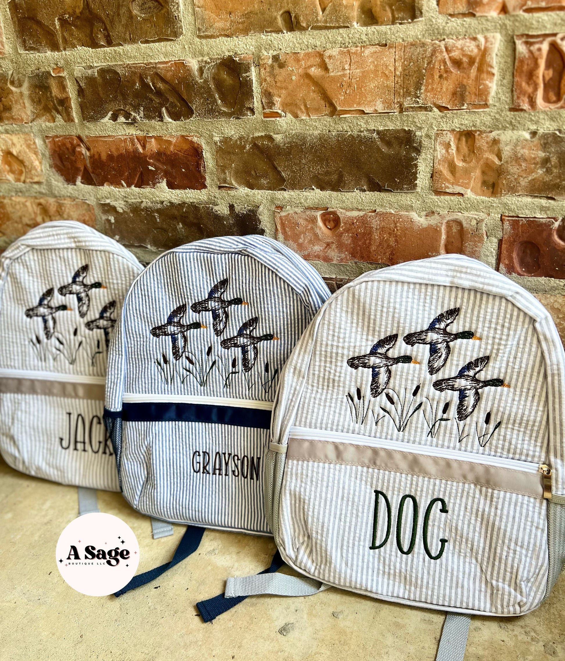 Embroidered Seersucker lunch box - mallard ducks - swamp - kids lunch box - lunch bag - adult lunch box - embroidered lunch box -embroidery