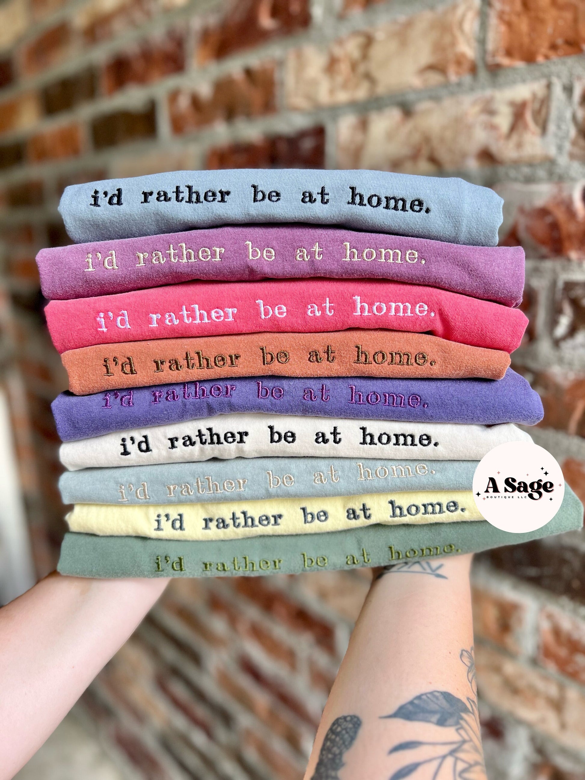 I’d rather be at home. Sweatshirt - t shirt - embroidered- SAHM - comfort colors - Gildan - cozy - not going - funny shirt - antisocial