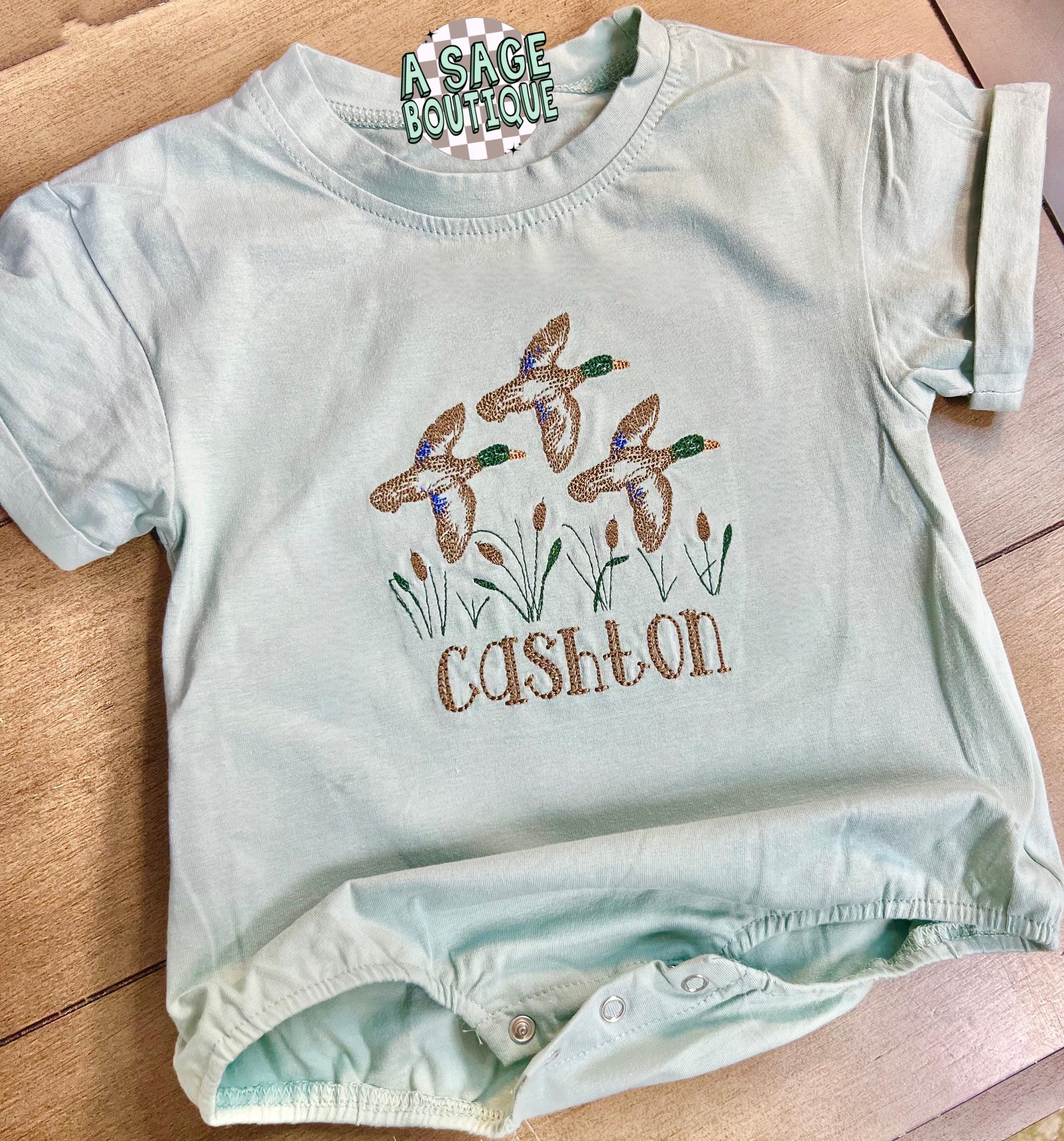 Personalized mallard duck Bubble Romper - custom name - bubble - personalized name - bubble romper - embroidered romper - embroidery