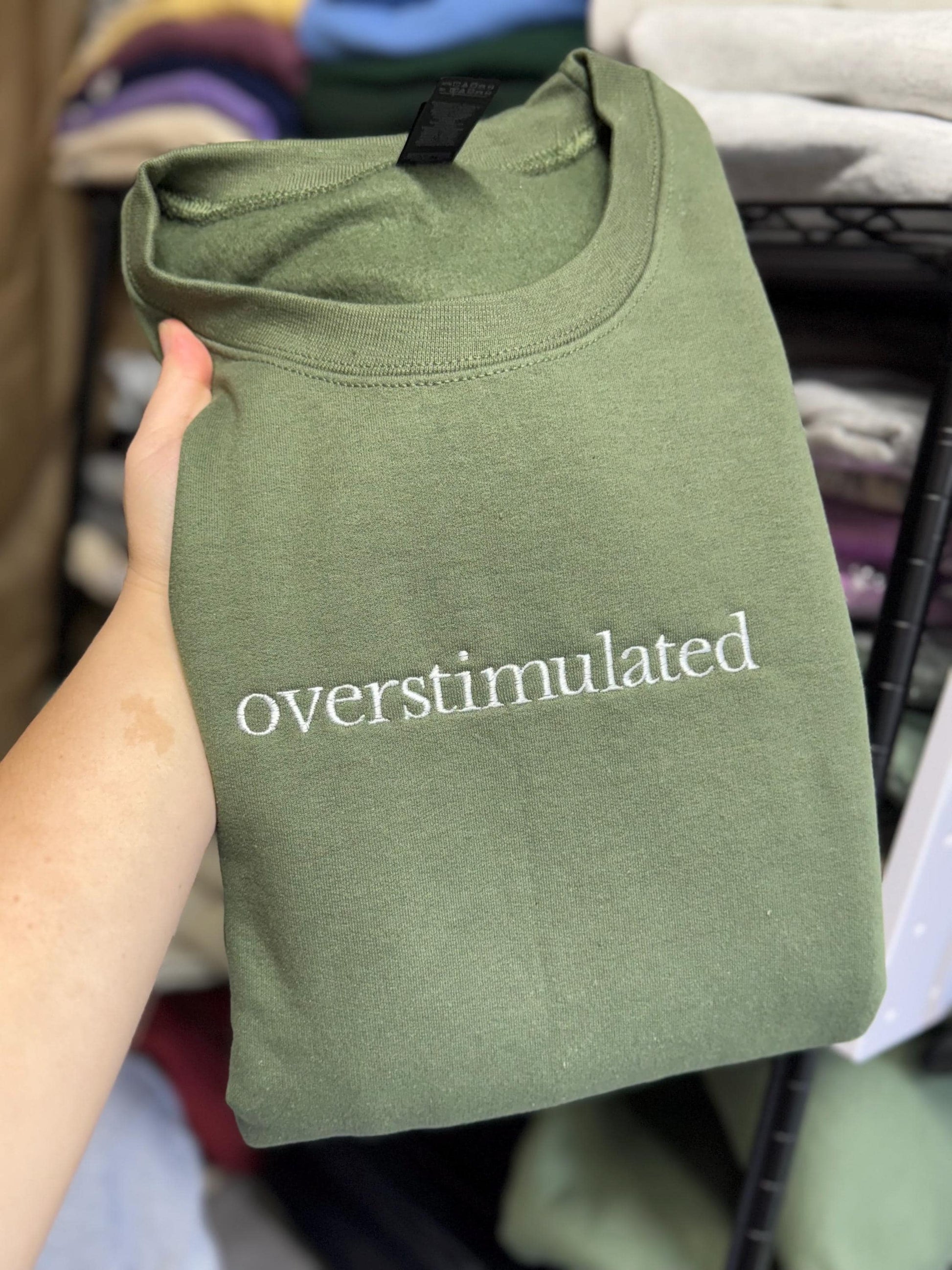Overstimulated- embroidered - overthinking- overthinker - mom life - mama - xanax - I’m just a girl - stimulated- happy pills