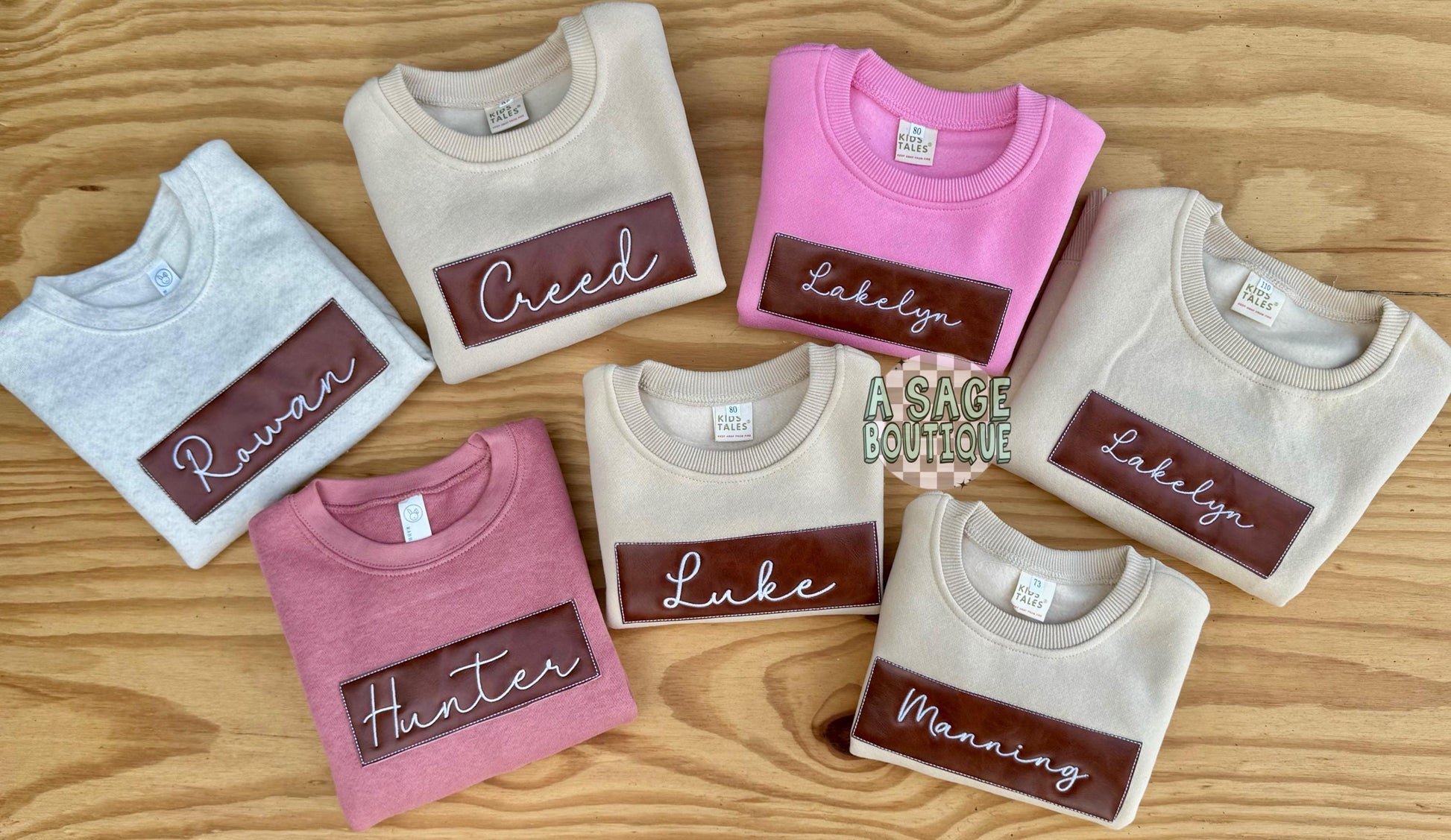 Custom leather patch - personalized- embroidery- embroidered name - embroidered leather patch - custom sweatshirt - embroidered sweatshirt