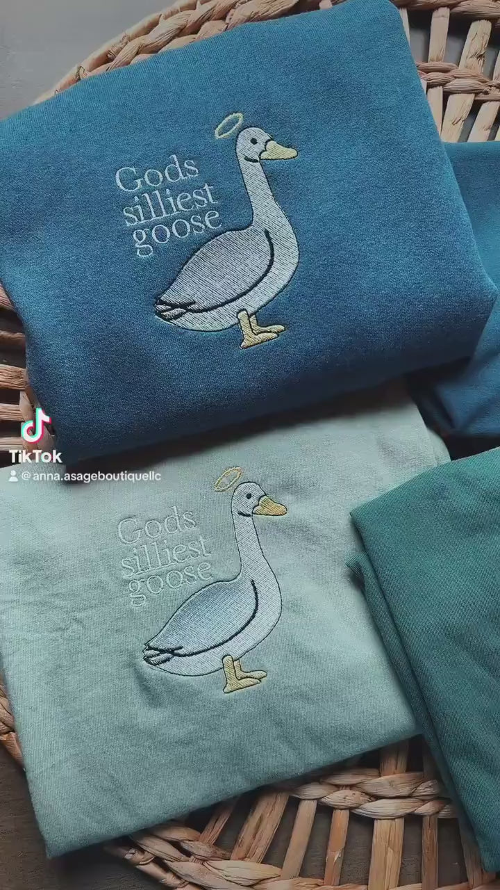 Gods silliest goose - embroidery design - funny quote - trendy t shirt - trending graphic tee - embroidered sweatshirt - goose - fun quote